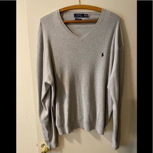 Polo Ralph Lauren cotton V-neck sweater grey Sz XXL in excellent condition. Pima